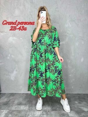 Женское платье. Ткань: штапель (пояс на резинке) Размер: 3XL-(52-54),4XL-(54-56)5XL-(56-58), 6XL-(58-60)
