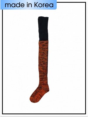 Гольфины вязаные оранжевые с широкой чёрной английской резинкой Socks House 1 пара (р. 25-27)