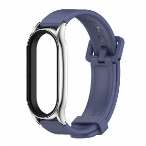 Силиконовый ремешок с металлической рамкой для фитнес-браслета Xiaomi Mi Band 7. Цвет Чёрный