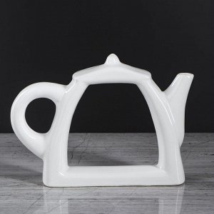 Ваза "Арт-хаус чайник", белый цвет, 17 см, керамика