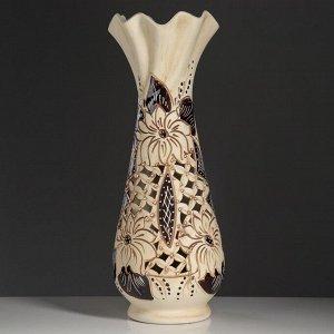 Ваза напольная "Вьюн" ажур, бежево-коричневая, 63 см, керамика