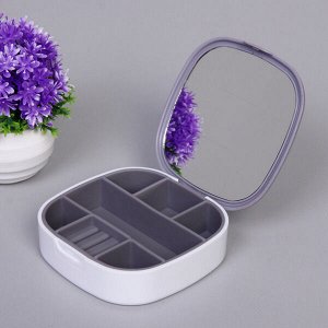 Органайзер для хранения с зеркалом "ТАРТОНА", цвет серый, 10*3см (упаковка коробка)