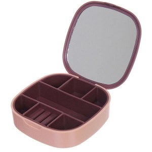 Органайзер для хранения с зеркалом "ТАРТОНА", цвет пудровый, 10*3см (упаковка коробка)