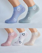 Носки женские короткие спортивная резинка сердечки