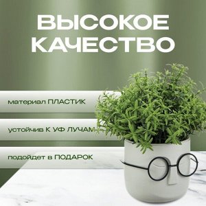 Кашпо пластик, 0.65 л, 11.5х10.5 см, со вставкой, белый ротанг, Idea, Стив, М 3079