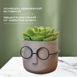 Кашпо пластик, 0.65 л, 11.5х10.5 см, со вставкой, французский серое, Idea, Стив, М 3079
