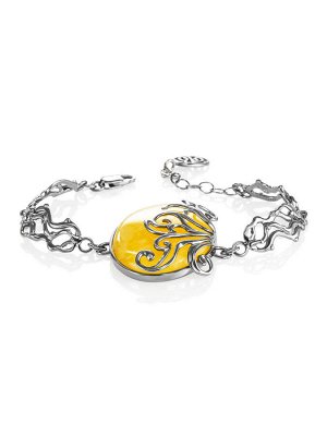 Необычный браслет с крупным балтийским янтарём «Риальто»