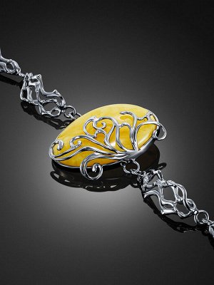 Необычный браслет с крупным балтийским янтарём «Риальто»