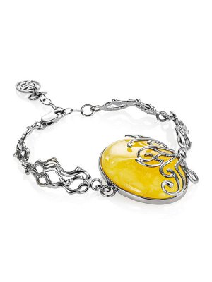 Необычный браслет с крупным балтийским янтарём «Риальто»