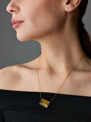 Колье-цепочка  с кубиком из натурального балтийского янтаря «Рафинад»