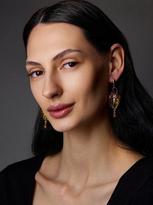 Эффектные серьги «Версаль» с ярким лимонным янтарём