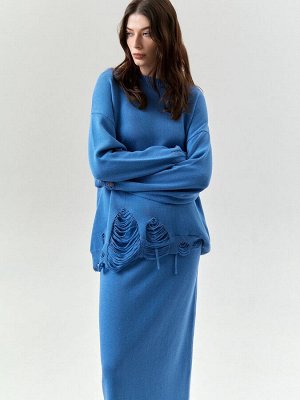 Трикотажная юбка миди с разрезами, S1097/masmavi