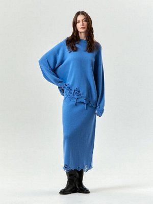 Трикотажная юбка миди с разрезами, S1097/masmavi