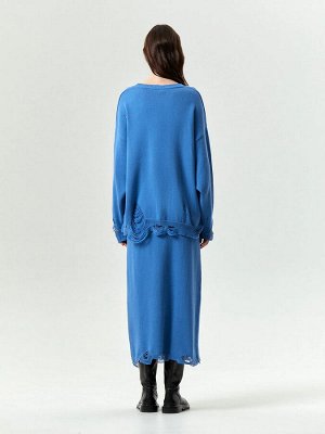 Джемпер oversize с разрезами, B3119/masmavi