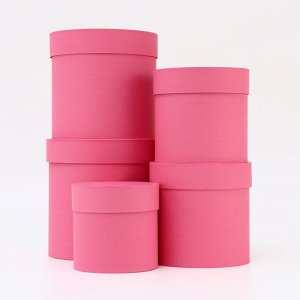 Набор шляпных коробок 5в1, розовый, 20x20 - 13x13 см