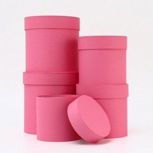 Набор шляпных коробок 5в1, розовый, 20x20 - 13x13 см