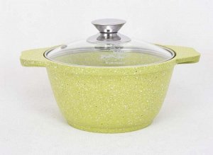Кастрюля антипригарная литая 1,0л стеклянная крышка Trendy style lime ТМ KUKMARA