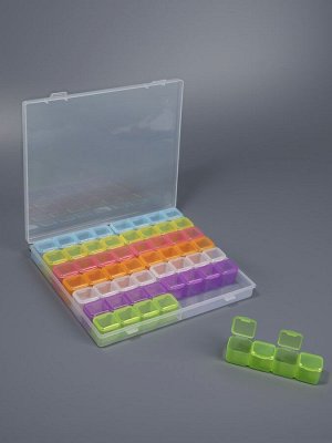 Органайзер для хранения мелочей, 56 ячеек, 21x17.7x2.6 см, разноцветный