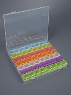 Органайзер для хранения мелочей, 56 ячеек, 21x17.7x2.6 см, разноцветный