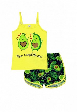 Пижама топ+шорты Love Avocado lime / Желтая