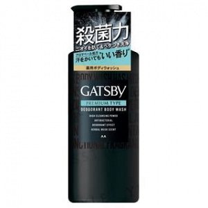 Мужское жидкое мыло "Gatsby Premium Type" для глубокого очищения, нейтрализации неприятного запаха с антибактериальным эффектом (аромат трав и мускуса) 380 мл / 18