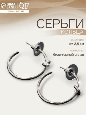 Серьги-кольца «Перерождение» классика, d=2.5 см, цвет серебро