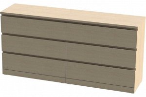 ВАРМА 6D Комод с 6 ящиками, шпон, дуб беленый. 78х160х40см