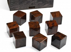 Камни для виски в подарочной упаковке 9 кубиков из обсидиана