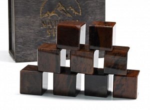 Камни для виски в подарочной упаковке 9 кубиков из обсидиана