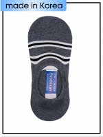 Slazenger Носки-следки темно серые бело-черная полоска с силиконовым держателем на пятке (унисекс), 1 пара 25-27 см