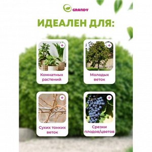 Секатор для срезки веток, молодых побегов, 190 мм, Grandy, Колибри, 402515