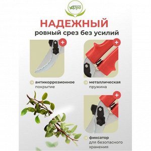 Секатор универсальный, 220 мм, с зубчиками, Инструм-Агро, 010105