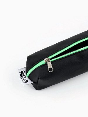 Пенал школьный, искусственная кожа«Черный»19x8x3 см