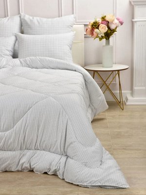 Одеяло Comfort Line Antistress зимнее, эффект пич-скин, ткань с карбоновой нитью, 2х спальное, белое в клетку