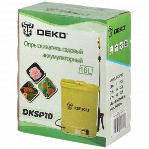 Опрыскиватель садовый работа от аккумулятора, Deko, 16 л, свинцово-кислотный, 8 А.ч, 12 В, пластик, ранцевый, DKSP10