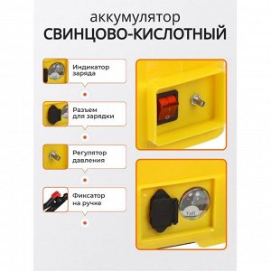 Опрыскиватель садовый работа от аккумулятора, Deko, 16 л, свинцово-кислотный, 8 А.ч, 12 В, пластик, ранцевый, DKSP10