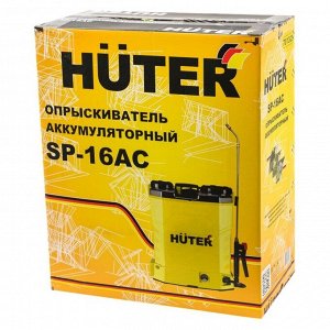 Опрыскиватель садовый работа от аккумулятора, Huter, 16 л, свинцово-кислотный, 8 А.ч, 12 В, пластик, ранцевый, телескопическая штанга, 1000 мм, SP-16AC, 70/13/29