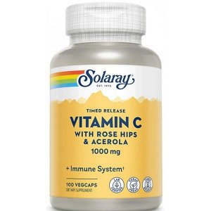 Витамин С SOLARAY Vitamin C with Rose Hips 1000мг - 100 капс