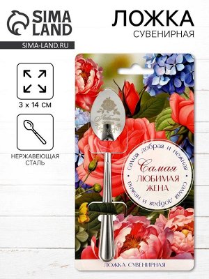 Ложка чайная с гравировкой «Самая любимая жена», 3x14 см