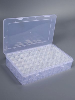 Органайзер для хранения мелочей, 60 баночек, в контейнере, 28x17x5.5 см, прозрачный