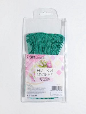 Нитки мулине №3812, 8±1 м, набор набор 6 шт., цвет морская вода