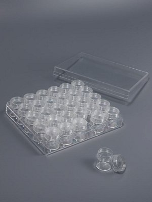 Органайзер для хранения мелочей, 30 баночек, d=2.6x2.8 см, 16.5x13.5x3.5 см, прозрачный