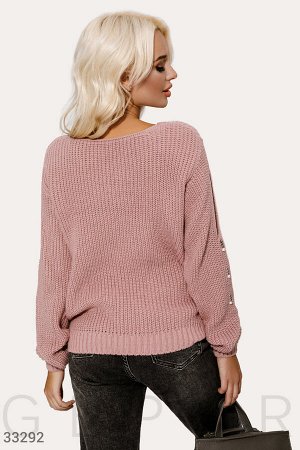 Вязаный пудровый пуловер