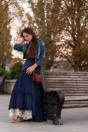 Вельветовая юбка "белла" (темно-синий)