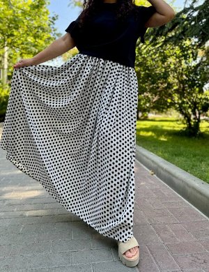 Юбка из шифона (горох на белом)
