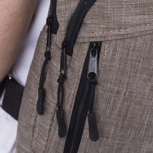 Сумка-слинг, 2 отдела на молниях, наружный карман, цвет бежевый