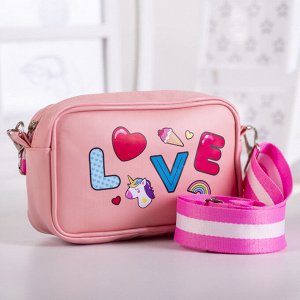 Детская сумка "Love", искусственная кожа, розовая