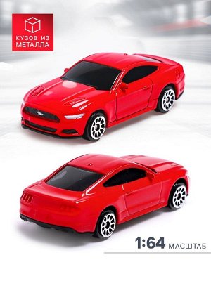 Машина металлическая FORD MUSTANG, 1:64, цвет красный