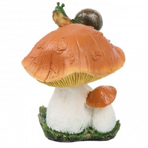 Фигурка садовая Гриб с улиткой средний, 30 см, полистоун, ФП009