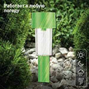 Светильник садовый Эра, SL-PL30-CLR, на солнечной батарее, грунтовый, пластик, 32 см, свет в ассортименте, зеленый